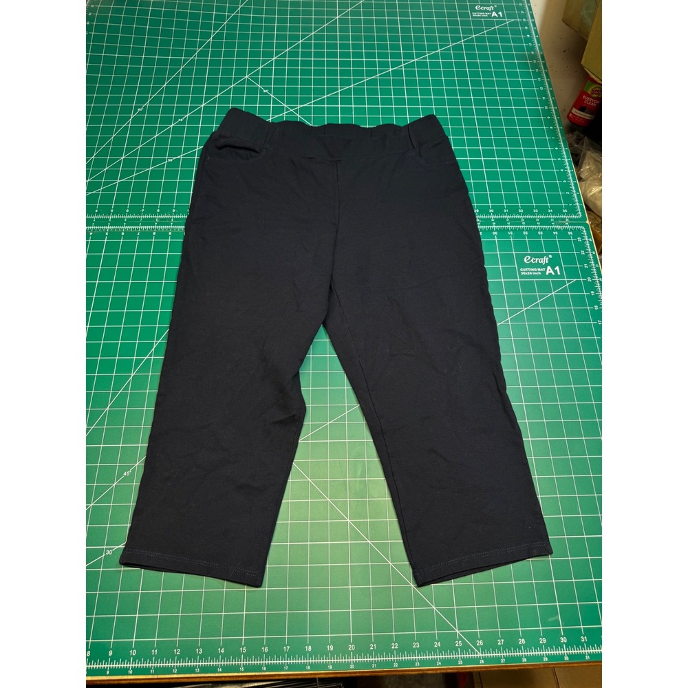 Spin USA Womens Navy Blue Pull On Capri Pants Stretch Cropped Trousers Size M